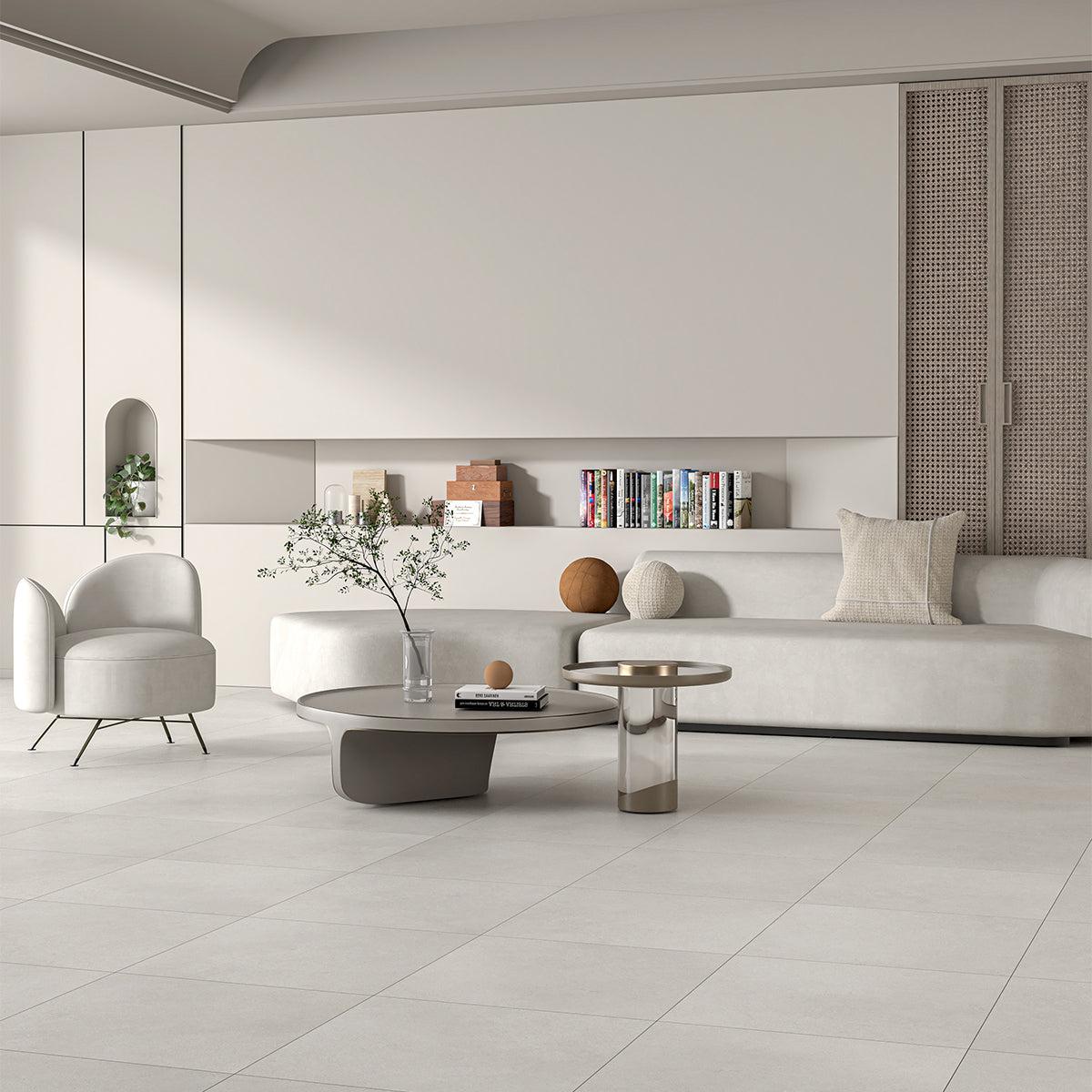 24 X 48 NG Infinity White Matte Concrete Look Porcelain Tile-PORCELAIN-Large Format-American Tile Depot