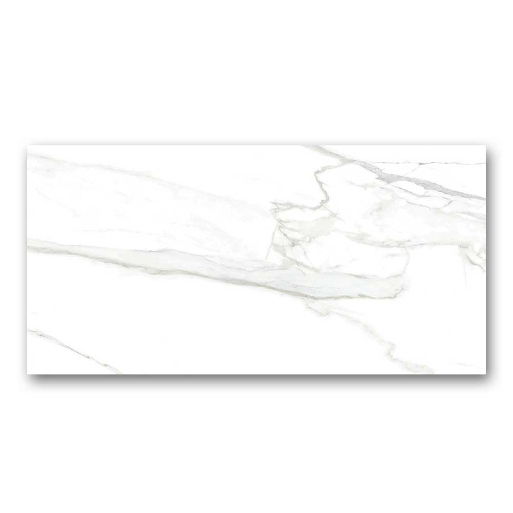 24x48 Naples White Polished Marble Look Porcelain Tile