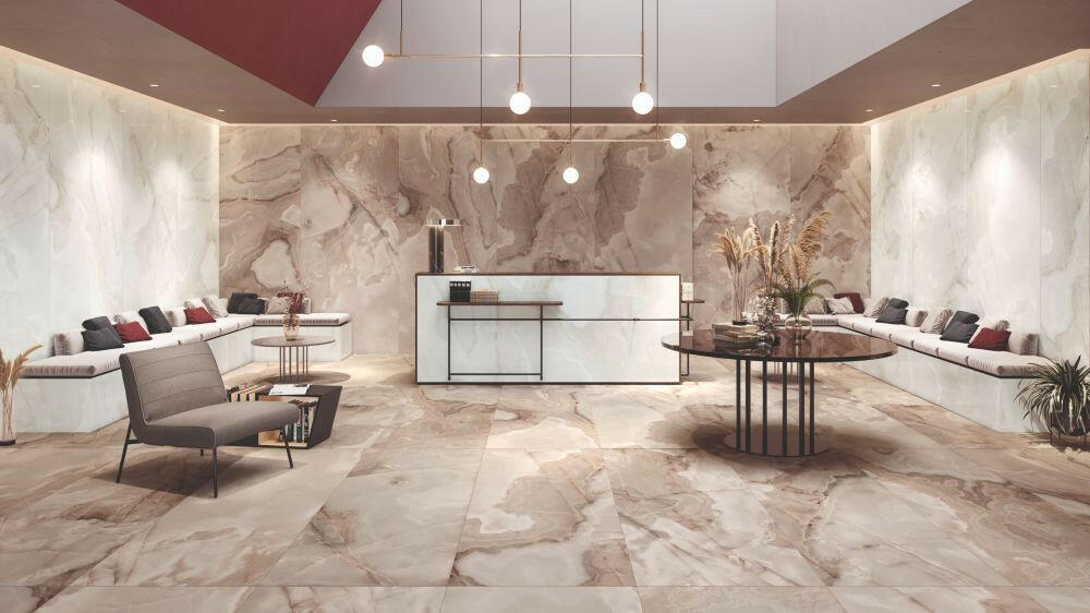 24 X 48 Reves Rose Glossy Onyx Look Porcelain Tile-PORCELAIN-Large Format-American Tile Depot