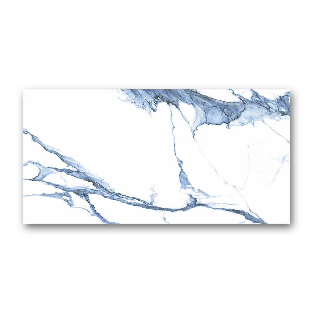 24 X 48 Statuario Blue Polished Marble Look Porcelain Tile