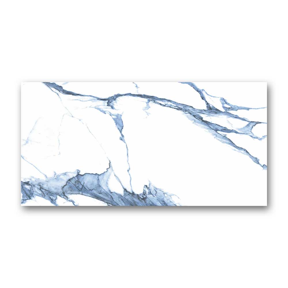 24 X 48 Statuario Blue Polished Marble Look Porcelain Tile