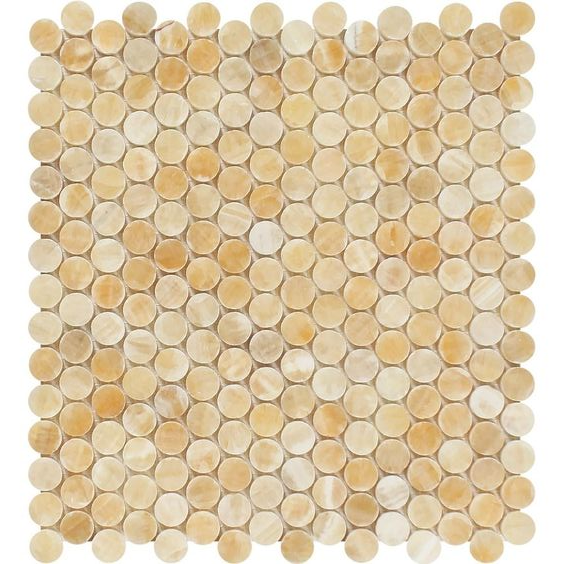 Honey Onyx Polished Penny Round Mosaic Tile-Marble Mosaic-American Tile Depot