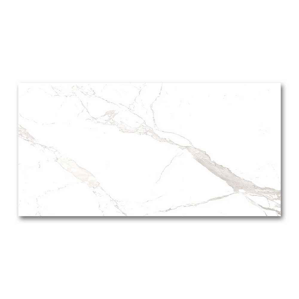 24x48 Albione White Marble Look Glossy Porcelain Tile-Porcelain Tile Large Formate-American Tile Depot