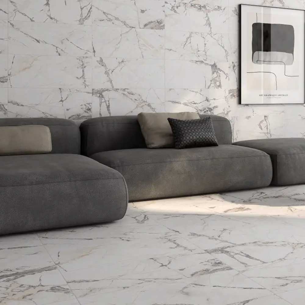 24x48 Lithos Isla White Marble Look Matte Porcelain Tile-Porcelain Tile Large Formate-American Tile Depot