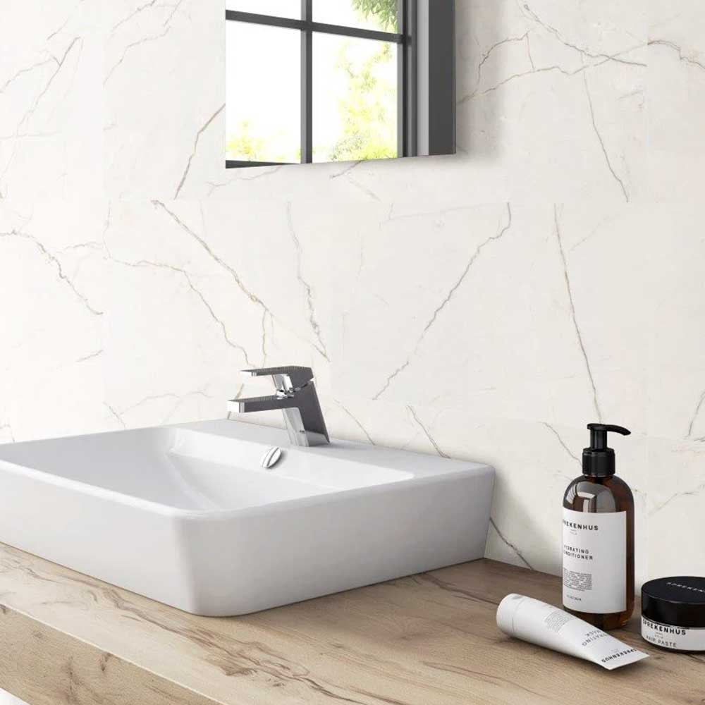 24x48 Majestic Flow White Marble Look Matte Porcelain Tile-Porcelain Tile Large Formate-American Tile Depot