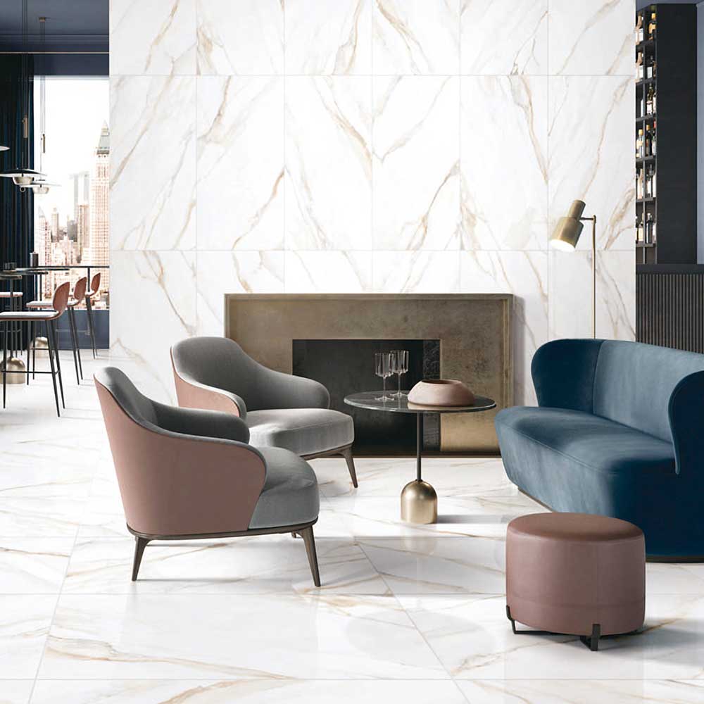 24x48 Nuvio Toscano Calacatta Borghini Marble Look Matte Porcelain Tile-Porcelain Tile Large Formate-American Tile Depot