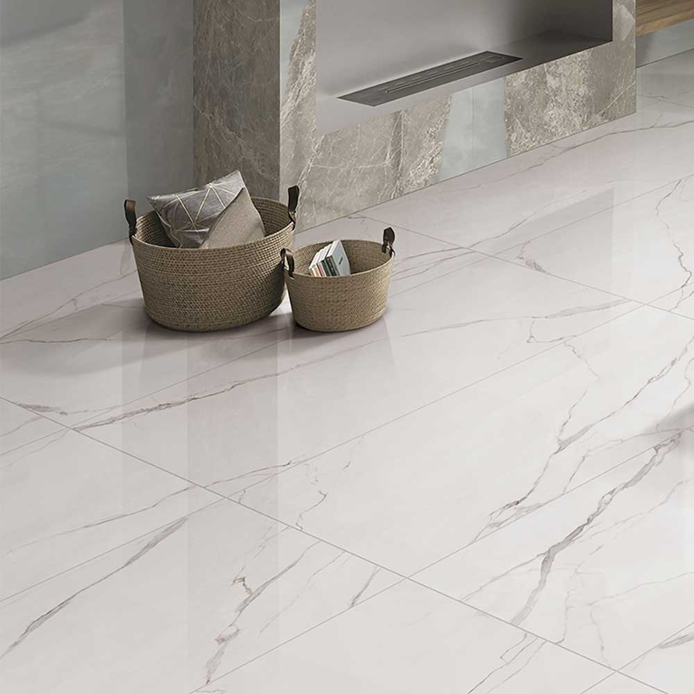 24x48 Nuvio Toscano Statuario Marble Look Polished Porcelain Tile-Porcelain Tile Large Formate-American Tile Depot