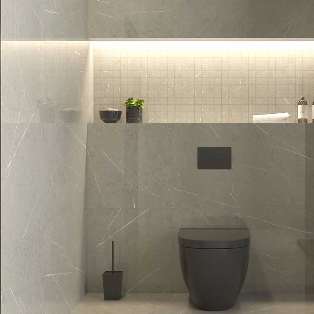 24x48 Pietra Smoke Limestone Look Glossy Porcelain Tile-Porcelain Tile Large Formate-American Tile Depot