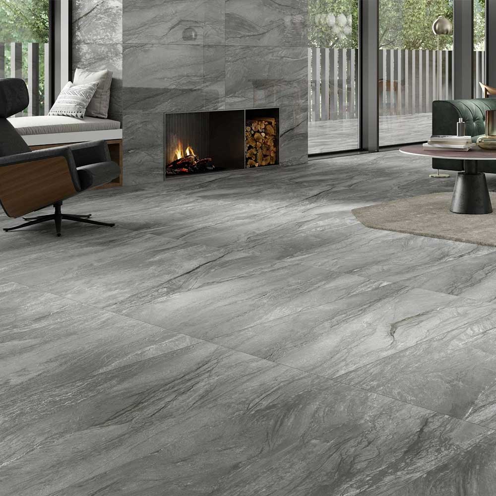 24x48 Platine Lustre Gray Marble Look Matte Porcelain Tile-Porcelain Tile Large Formate-American Tile Depot