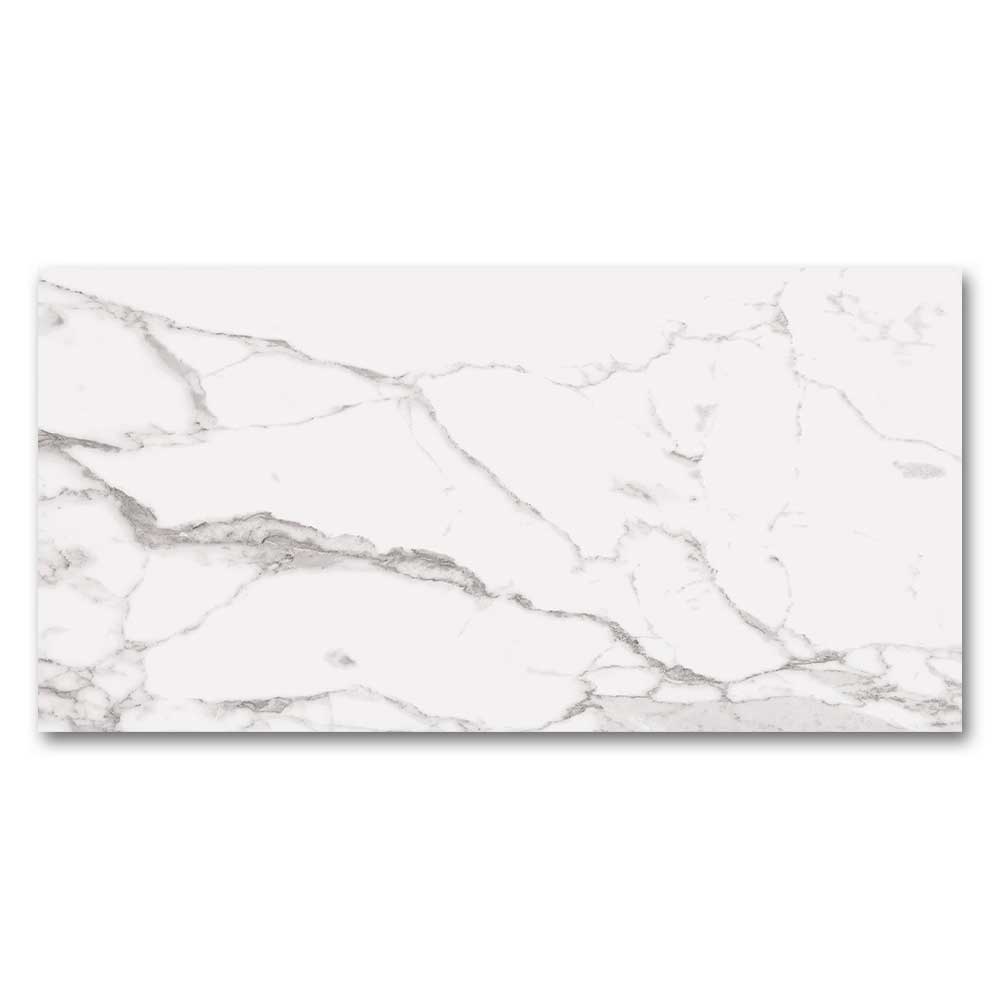 24x48 Statuario Blanco Marble Look Glossy Porcelain Tile-Porcelain Tile Large Formate-American Tile Depot