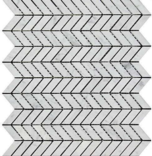 Carrara White Marble Honed Mini Chevron Mosaic Tile-Marble Mosaic-American Tile Depot