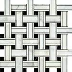 Calacatta Gold Marble Honed Triple Weave Mosaic Tile w / Black Dots-Marble Mosaic-American Tile Depot