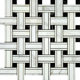 Calacatta Gold Marble Honed Triple Weave Mosaic Tile w / Black Dots