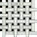 Calacatta Gold Marble Honed Triple Weave Mosaic Tile w / Black Dots-Marble Mosaic-American Tile Depot