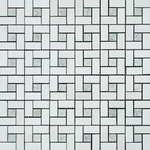 Thassos White Marble Polished Pinwheel Mosaic Tile w/ Ming-Green Dots-Marble Mosaic-American Tile Depot