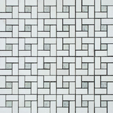 Thassos White Marble Polished Pinwheel Mosaic Tile w/ Ming-Green Dots