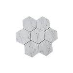 Carrara White Marble Honed 5" Large Hexagon Mosaic Tile-Marble Mosaic-American Tile Depot