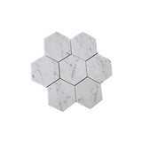 Carrara White Marble Honed 5" Large Hexagon Mosaic Tile