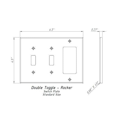 Italian Carrara White Marble Double Toggle Rocker Switch Wall Plate / Switch Plate / Cover - Polished