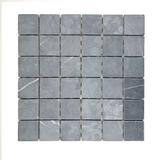 2 X 2  Black Marquina Marble Tumbled Mosaic Tile