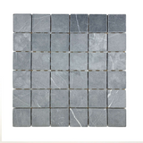 2 X 2  Black Marquina Marble Tumbled Mosaic Tile