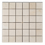 2 X 2 White Pearl / Botticino Marble Polished Mosaic Tile