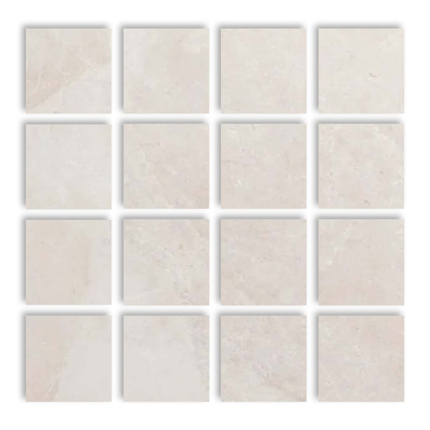 3 X 3 White Pearl / Botticino Marble Honed Field Tile