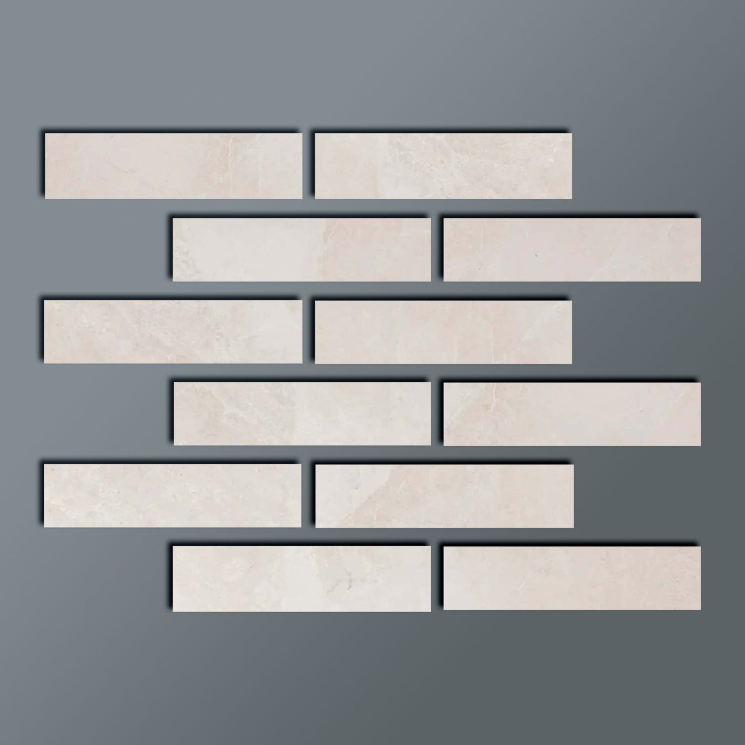 2 X 8 White Pearl / Botticino Marble Honed Field Tile