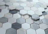 2" Beehive Beach Polished Hexagon Marble Mosaic Tile