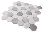 2" Beehive Blue Polished Hexagon Marble Mosaic Tile-Marble Mosaic-American Tile Depot