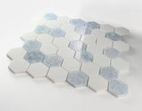 2" Beehive Crystal Ocean Polished Hexagon Marble Mosaic Tile