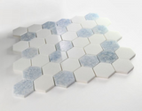 2" Beehive Crystal Ocean Polished Hexagon Marble Mosaic Tile