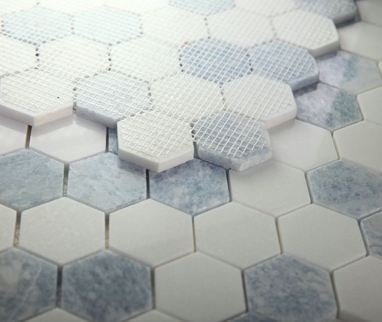 2" Beehive Crystal Ocean Polished Hexagon Marble Mosaic Tile-Marble Mosaic-American Tile Depot