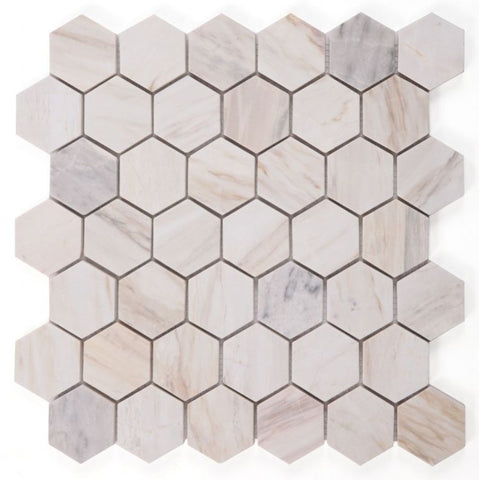2" Beehive Eura Honed Hexagon Marble Mosaic Tile