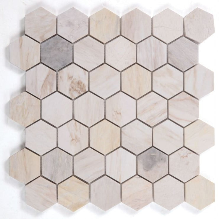 2" Beehive Eura Polished Hexagon Marble Mosaic Tile-Marble Mosaic-American Tile Depot