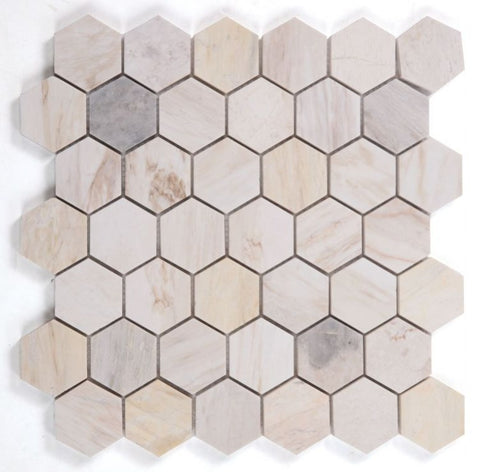 2" Beehive Eura Polished Hexagon Marble Mosaic Tile
