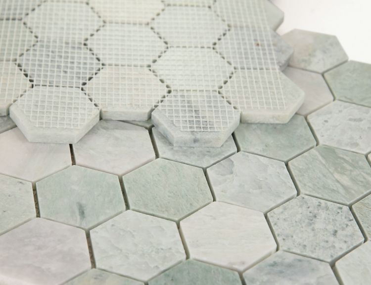 2" Beehive Green Polished Hexagon Marble Mosaic Tile-Marble Mosaic-American Tile Depot