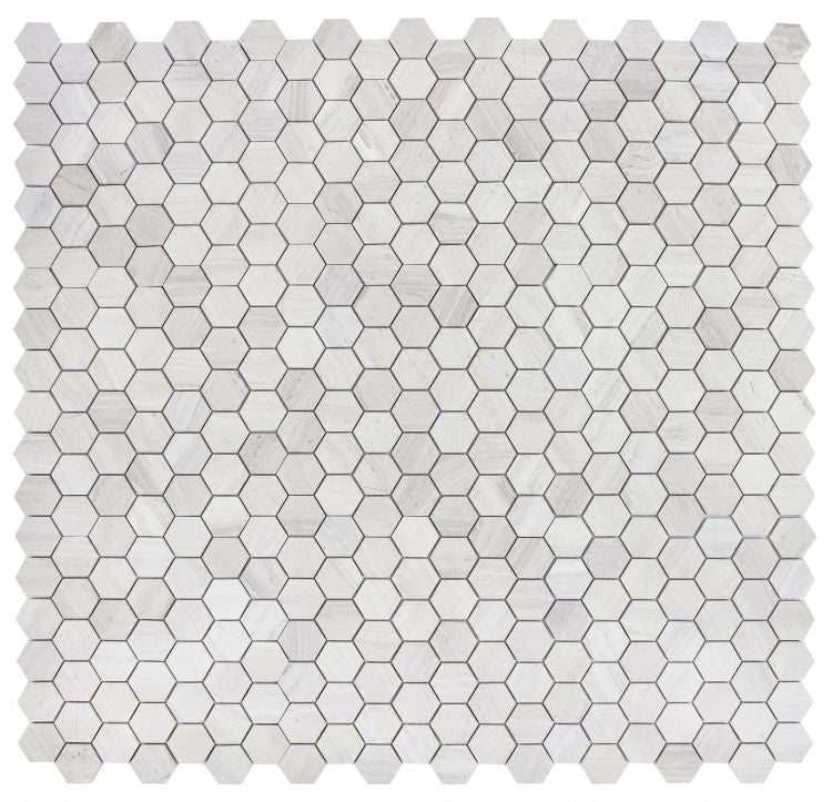 2" Beehive Grey Honed Hexagon Marble Mosaic Tile-Marble Mosaic-American Tile Depot