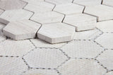 2" Beehive Grey Honed Hexagon Marble Mosaic Tile