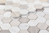 2" Beehive Loft Honed Hexagon Marble Mosaic Tile