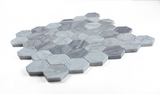 2" Beehive Mix Grey Honed Hexagon Marble Mosaic Tile