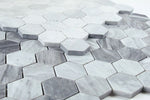 2" Beehive Mix Grey Honed Hexagon Marble Mosaic Tile-Marble Mosaic-American Tile Depot