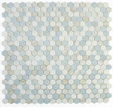 2" Beehive Sky Polished Hexagon Marble Mosaic Tile