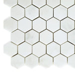 2" Beehive Snow White Honed Hexagon Marble Mosaic Tile-Marble Mosaic-American Tile Depot