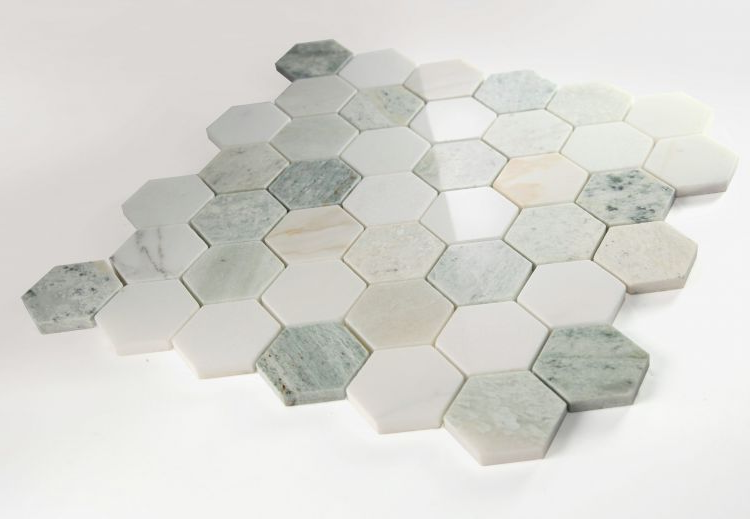 2" Beehive Spring Polished Hexagon Marble Mosaic Tile-Marble Mosaic-American Tile Depot