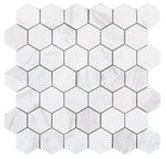 2" Beehive White Polished Hexagon Marble Mosaic Tile-Marble Mosaic-American Tile Depot