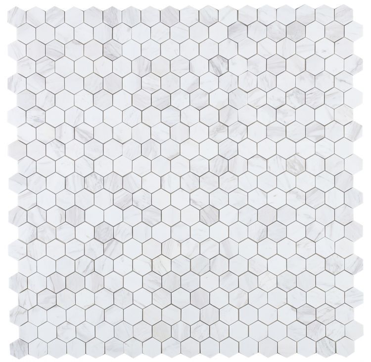 2" Beehive White Polished Hexagon Marble Mosaic Tile-Marble Mosaic-American Tile Depot