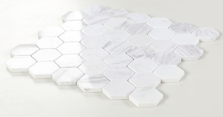 2" Beehive White Polished Hexagon Marble Mosaic Tile-Marble Mosaic-American Tile Depot