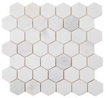 2" Beehive Snow White Honed Hexagon Marble Mosaic Tile-Marble Mosaic-American Tile Depot