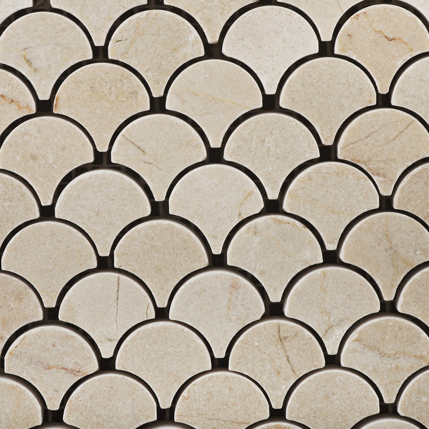 Crema Marfil Marble Polished Fan Mosaic Tile